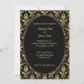 Gouden Damask Stijl Huwelijksuitnodigingen Kaart (Voorkant)