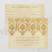  gouden Damask Vrijgezellenfeest Recept Kaarten (Voorkant / Achterkant)
