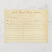  gouden Damask Vrijgezellenfeest Recept Kaarten (Achterkant)