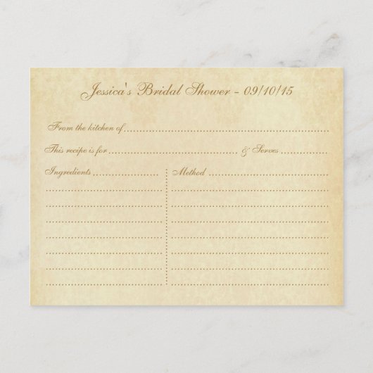  gouden Damask Vrijgezellenfeest Recept Kaarten (Achterkant)