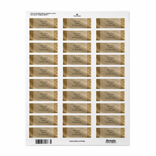 Gouden Damask Zijde Posh Bruiloft Label (Full Sheet)