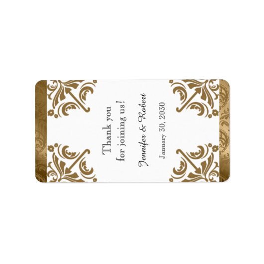 Gouden Damask Zijde Posh Bruiloft Lip Balm Label (Voorkant)