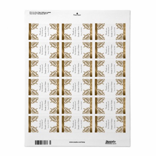Gouden Damask Zijde Posh Bruiloft Lip Balm Label (Full Sheet)
