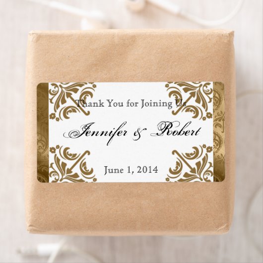 Gouden Damask Zijde Posh Water Flesetiket Etiket (Insitu)