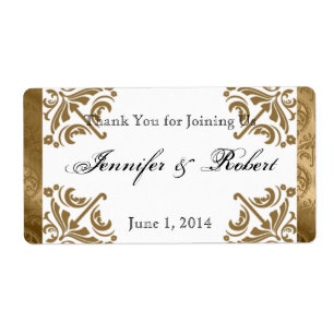 Gouden Damask Zijde Posh Water Flesetiket Etiket