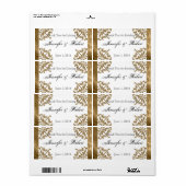 Gouden Damask Zijde Posh Water Flesetiket Etiket (Full Sheet)