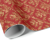 gouden Damaskers en Bourgogne Cadeaupapier (Rol Hoek)