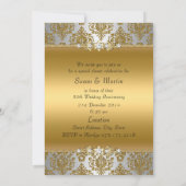 Gouden Damast 50ste Huwelijksjubileum Uitnodiging (Achterkant)