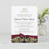 Gouden Damast 50ste verjaardag Kaart (Staand voorkant)