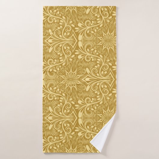 Gouden Damast Barok Bloemen Patroon Badhanddoek (Badhanddoek)