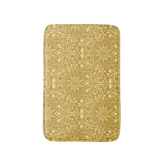 Gouden Damast Barok Bloemen Patroon Badmat (Voorkant Verticaal)