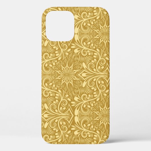 Gouden Damast Barok Bloemen Patroon Case-Mate iPhone Case (Achterkant)