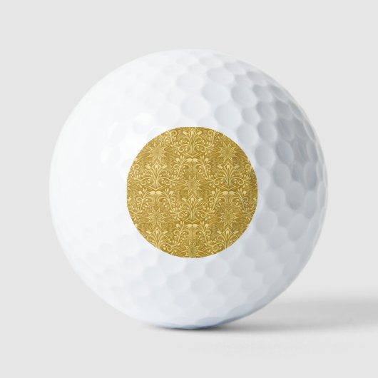 Gouden Damast Barok Bloemen Patroon Golfballen (Voorkant)