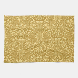 Gouden Damast Barok Bloemen Patroon Theedoek