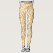 Gouden Damast Bloem Leggings (Voorkant)