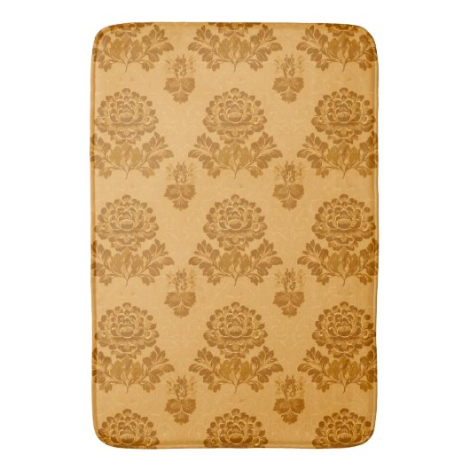 Gouden Damast Bloempatroon Badmat (Voorkant Verticaal)