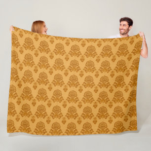 Gouden Damast Bloempatroon Fleece Deken