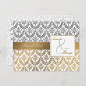 gouden damast bruiloft Dank u Briefkaart (Voorkant / Achterkant)