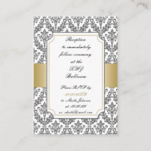 gouden damast bruiloft Receptie Kaarten