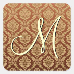 GOUDEN Damast Bruiloft Vierkante Sticker