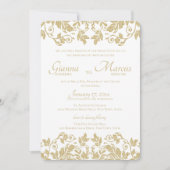 Gouden Damast Embleem Bruiloft Kaart (Voorkant)