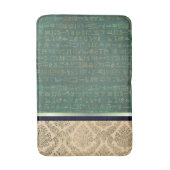 Gouden damast en groene Egyptische hiërogliefen Badmat (Voorkant Verticaal)