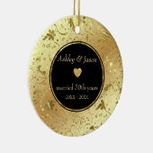 Gouden damast en hart keramisch ornament (Rechts)