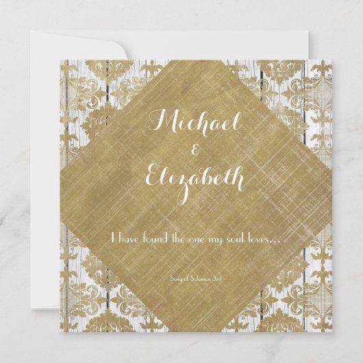  gouden damast en hout met bijbelvers kaart (Voorkant)