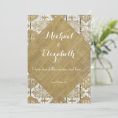 gouden damast en hout met bijbelvers kaart (Staand voorkant)