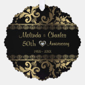 Gouden damast en kant bruiloft Jubileum Ornament Kaart (Voorkant)