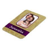 Gouden damast en paarse lint magneet (Linkerzijde)