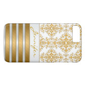 Gouden Damast en Strepen Persoonlijk Case-Mate iPhone Case (Achterkant (Horizontaal))