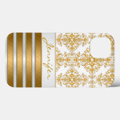 Gouden Damast en Strepen Persoonlijk Case-Mate iPhone Case (Achterkant (horizontaal))