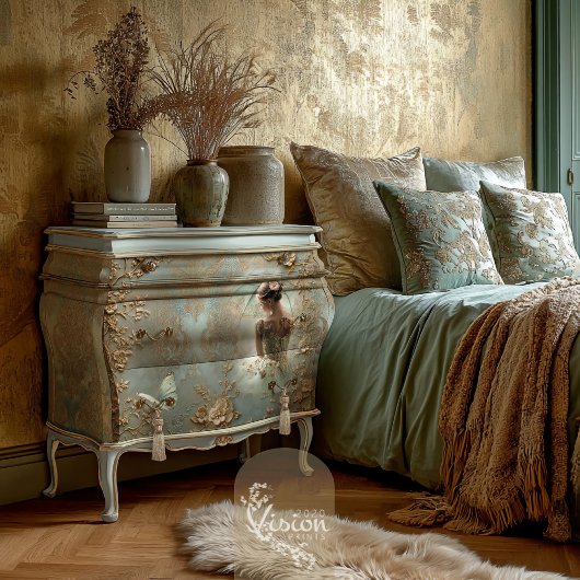 Gouden Damast, Getextureerd Effect, Mint Sage Gree Tissuepapier