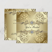 Gouden Damast Gouden Feest Kaart (Voorkant / Achterkant)