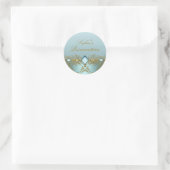 Gouden Damast & Juweel Quinceanera Sticker (Tas)