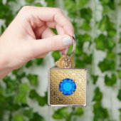 Gouden damast met een nepsaffier edelsteen sleutelhanger (Hand)