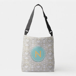 Gouden Damast Monogram Crossbody Tas