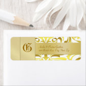 Gouden Damast Monogram Gouden Bruiloft Adres Label (Insitu)