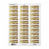 Gouden Damast Monogram Paarse Bruiloft Adres Label (Full Sheet)