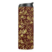 Gouden damast op bruine achtergrond thermosbeker (Gedraaid links)