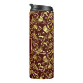 Gouden damast op bruine achtergrond thermosbeker (Geroteerd rechts)