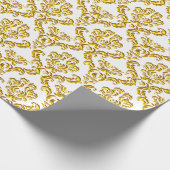 Gouden damast op wit cadeaupapier (Hoek)