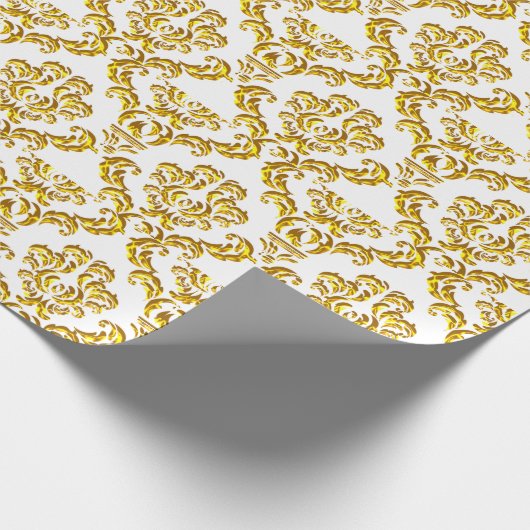 Gouden damast op wit cadeaupapier (Hoek)