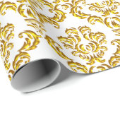 Gouden damast op wit cadeaupapier (Rol Hoek)