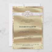 Gouden Damast Parels Diamanten Wit Satijn 50e Kaart (Achterkant)