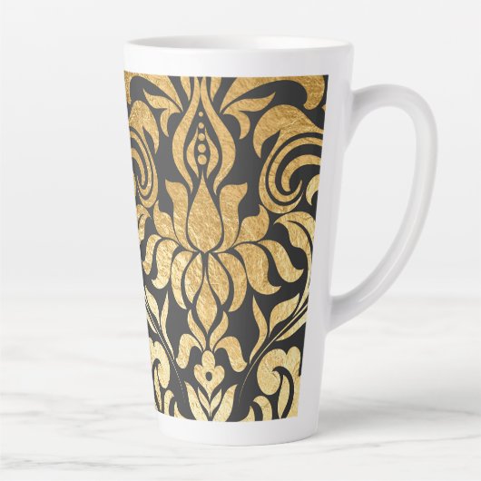Gouden damast (passende journal beschikbaar) latte mok (Rechts)