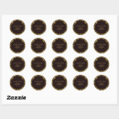 Gouden damast retouradres ronde sticker (Vel)