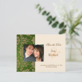 Gouden damast, Save the Date Foto briefkaarten, Aankondigingskaart (Staand voorkant)