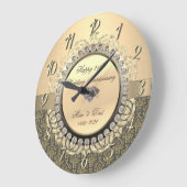 Gouden Damast Swirls 25e bruiloft Jubileum Grote Klok (Hoek)